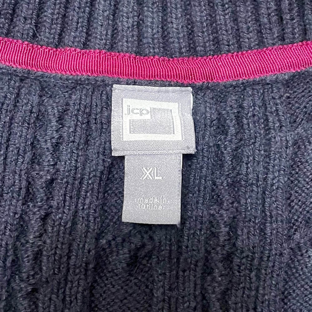 JCP Navy Cable Knit Sweater - Picture 2 of 6